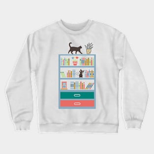 books and cats Crewneck Sweatshirt